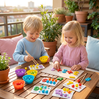 Montessori Kugel Zahlen und Farben Sortierset zum Rechnen Lernen
