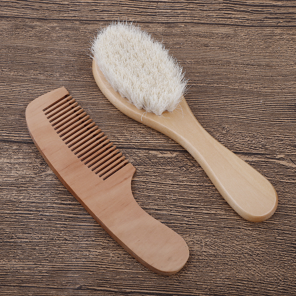Baby Bürste und Kamm Set – Holzhaarbürste mit Naturborsten für Neugeborene