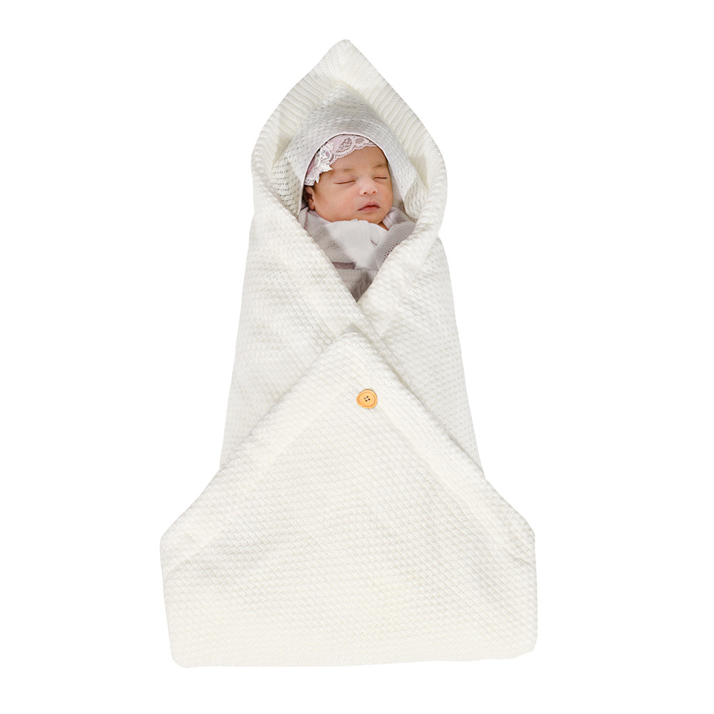 Baby Strick Einschlagdecke – Warme Winterdecke mit Kapuze für Neugeborene