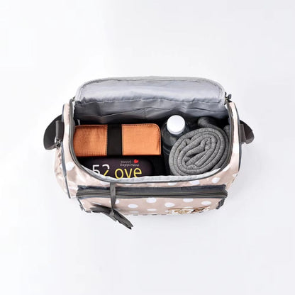 Baby Wickeltasche Blau mit Wickelunterlage und Flaschenhalter