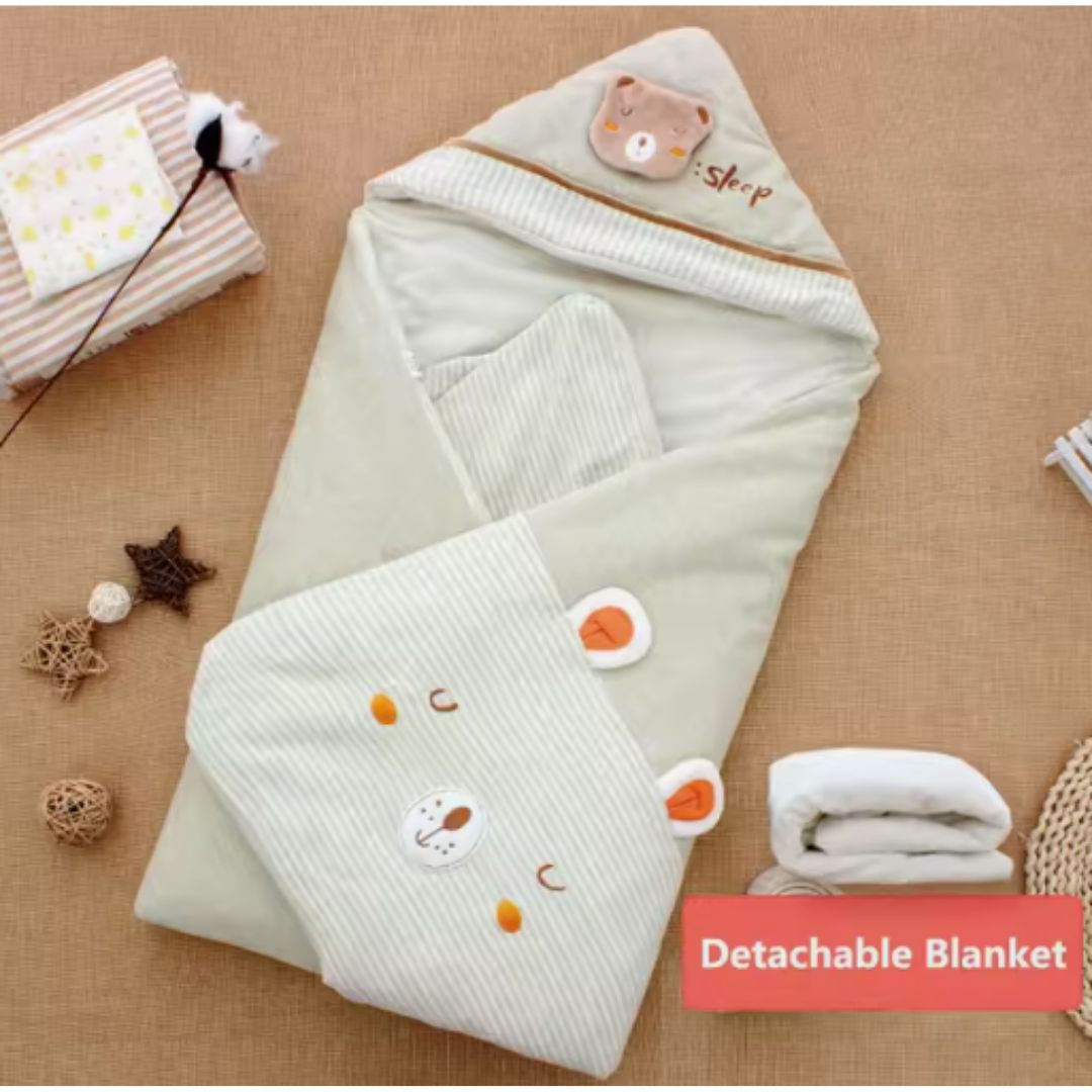 Baby Einschlagdecke mit Kapuze – Weicher Neugeborenen Schlafsack