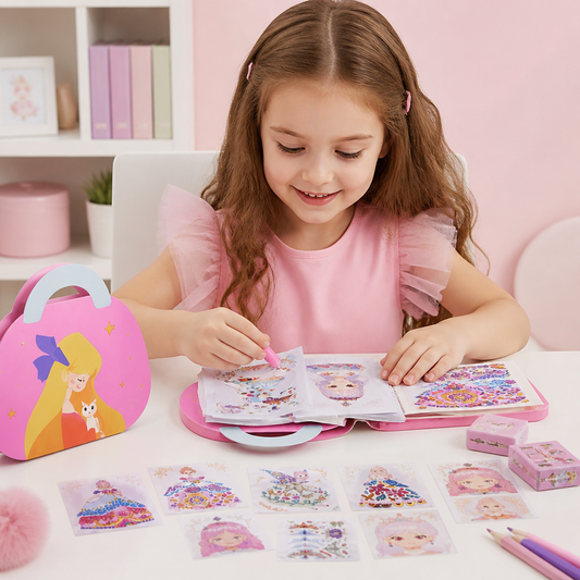 Prinzessin Diamant Sticker & Schminke Bastelset – Glitzer Kreativset für Mädchen