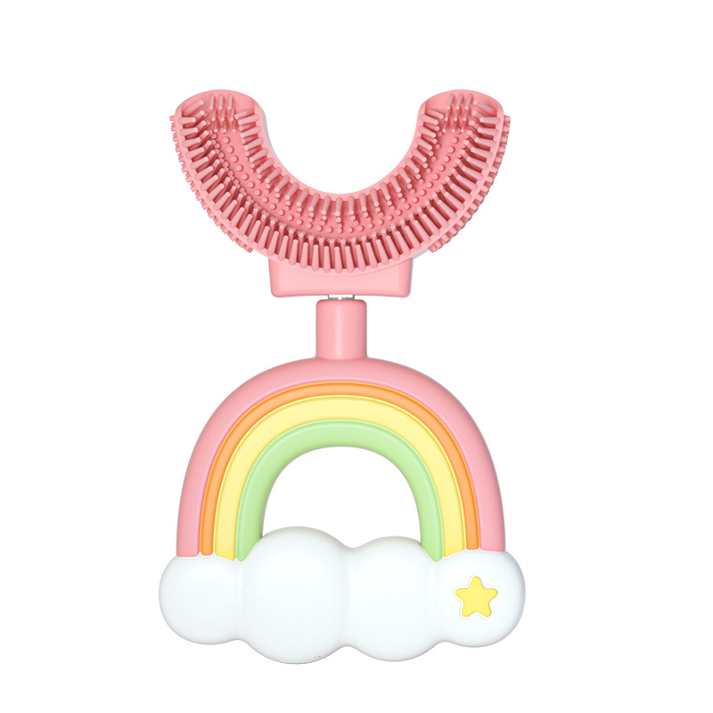 Silikon Kinderzahnbürste U-Design Regenbogen