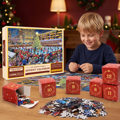 Weihnachts-Puzzle-Adventskalender – 24-Tage-Countdown-Set mit 1008 Teilen