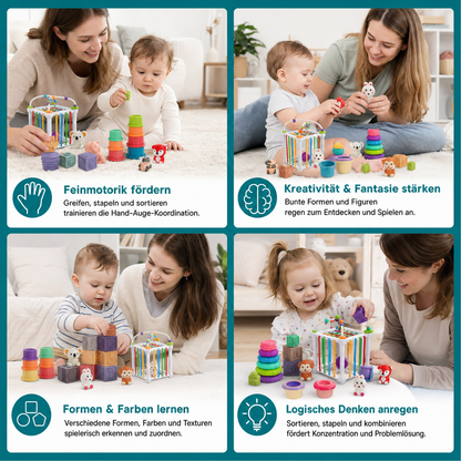 5-in-1 Montessori-Sensorik-Spielset für Babys aus weichem Gummi mit Stapel- & Sortierspielzeug – 26 Teile