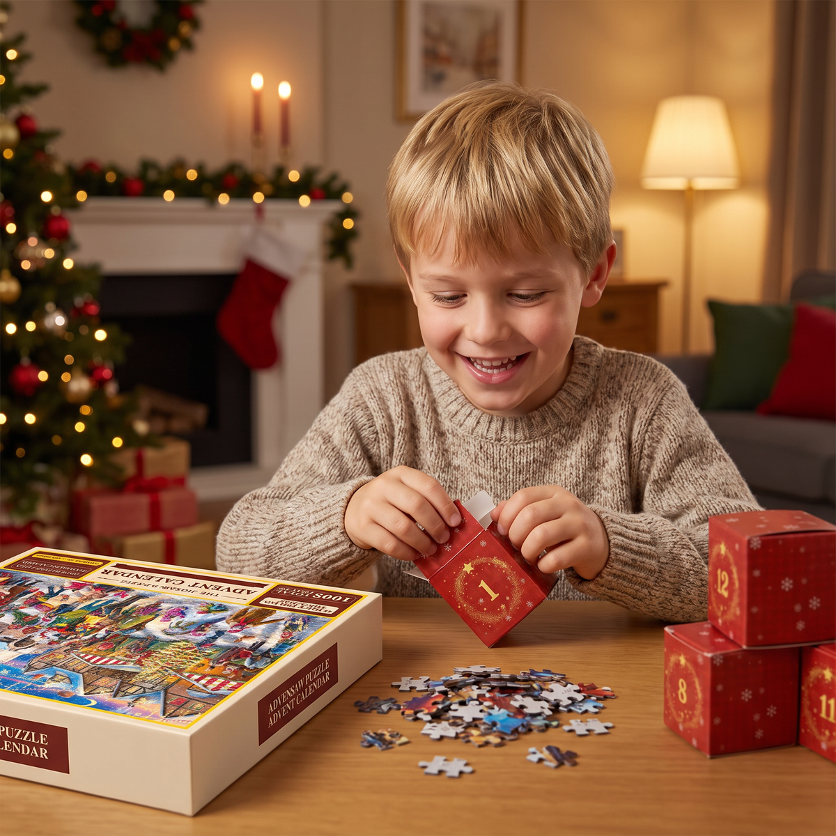 Weihnachts-Puzzle-Adventskalender – 24-Tage-Countdown-Set mit 1008 Teilen