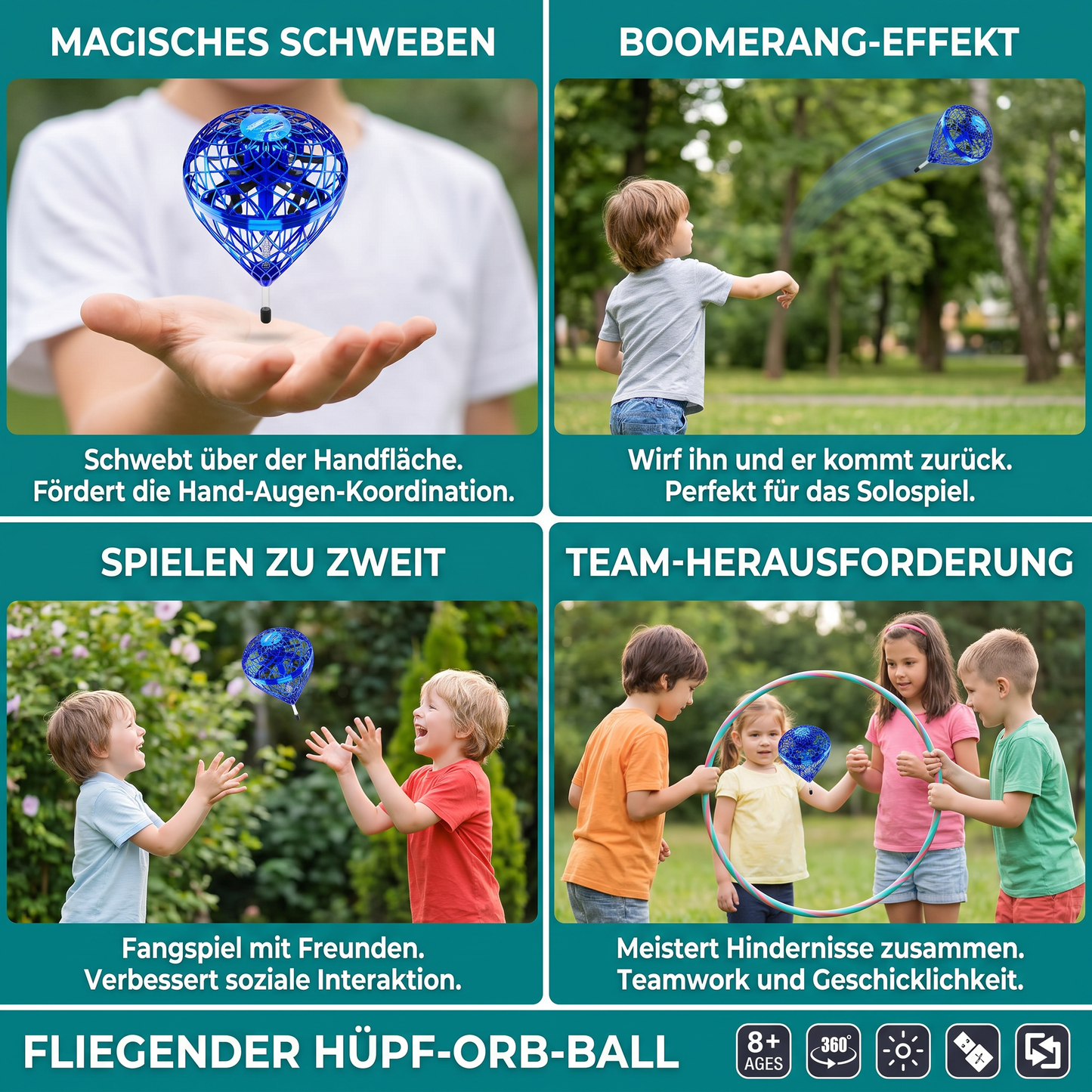 Fliegender Hüpf-Orb-Ball – Magisches Schwebe- & Wurfspielzeug für Kinder