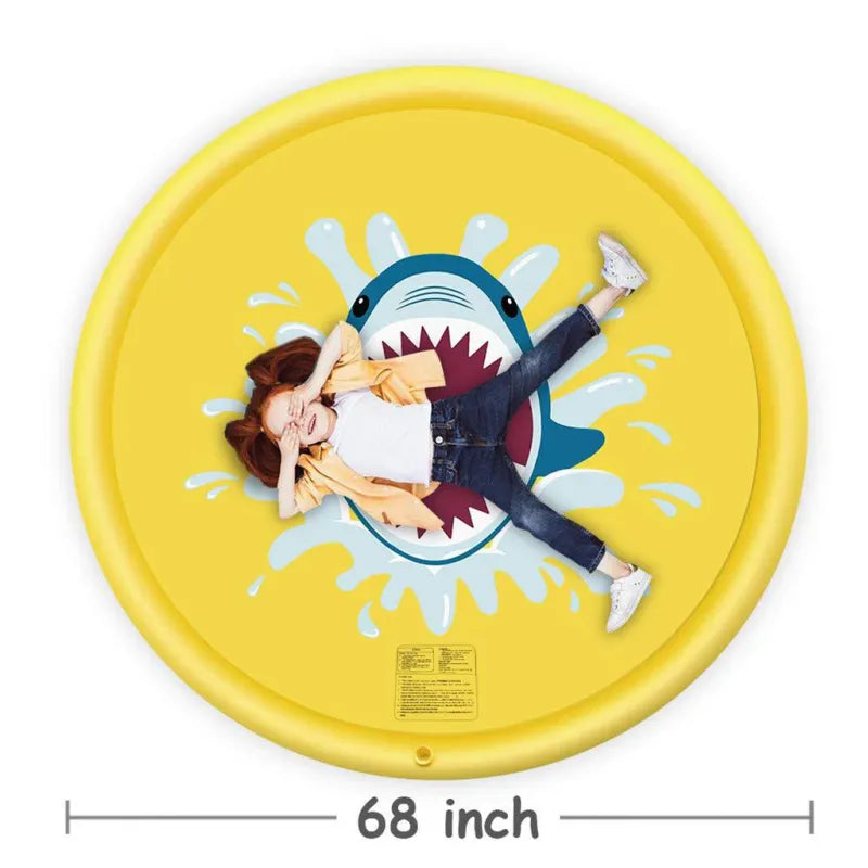 Shark Splash Sprinkler-Matte für Kinder – Aufblasbare Wassermatte