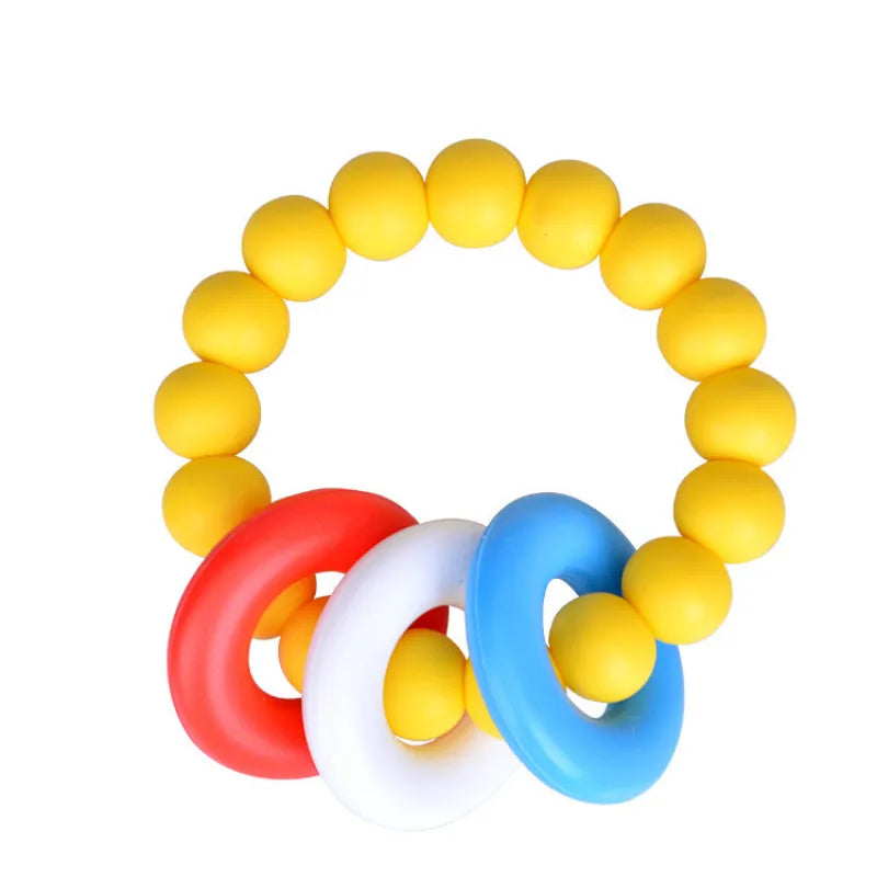 Baby Beißring Silikon mit Bunten Ringen – Greifling & Zahnungshilfe für Babys