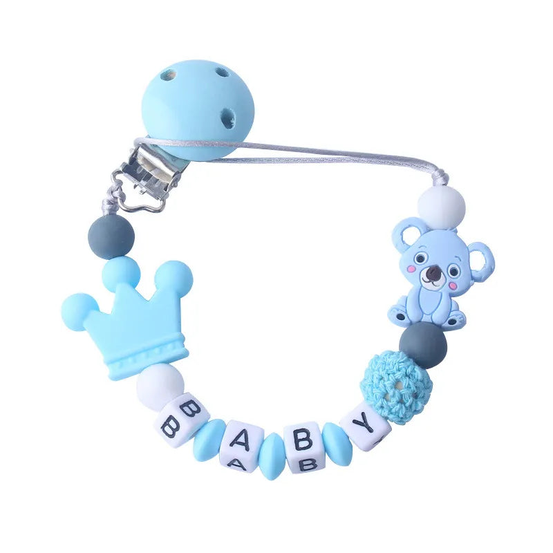 Baby Schnullerclip mit Krone und Bärchen