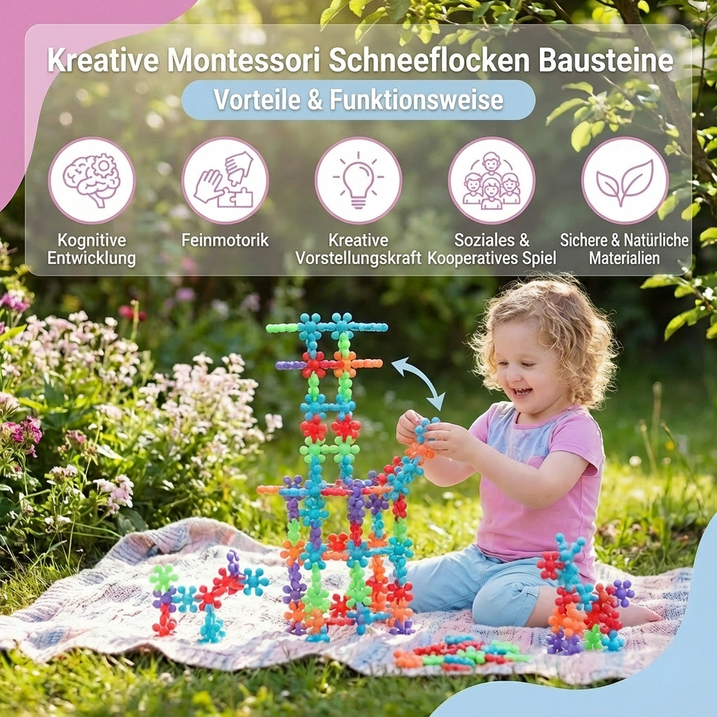 Kreative Montessori Schneeflocken Bausteine