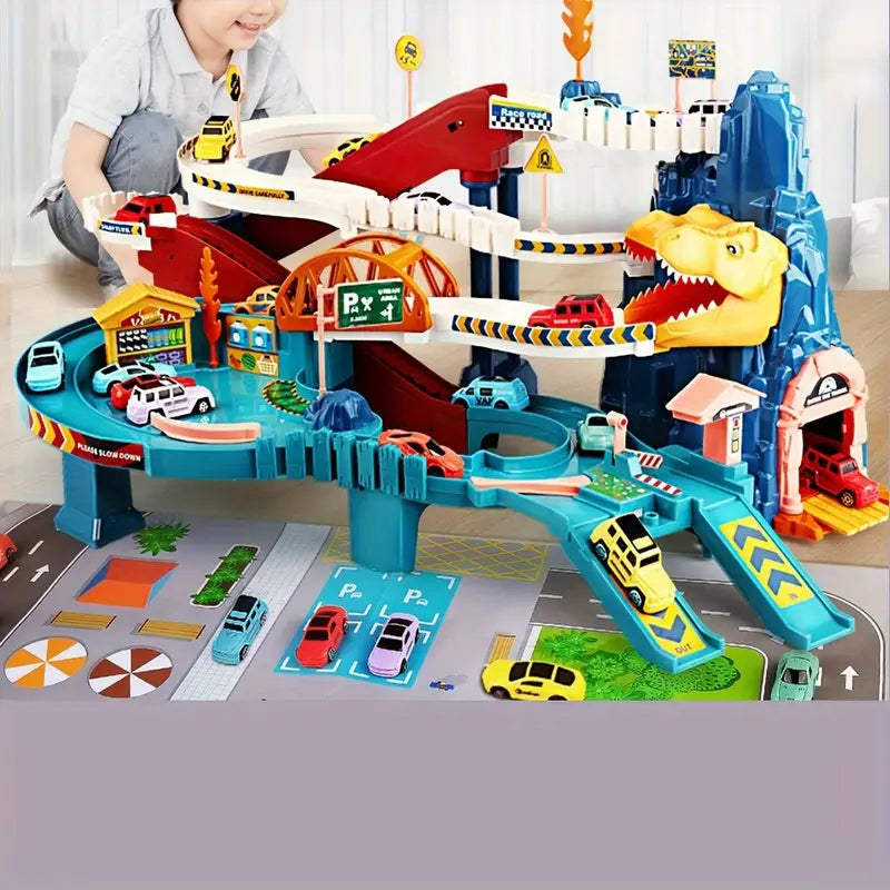 Dinosaurier-Bergstraße Spielset mit Fahrzeug