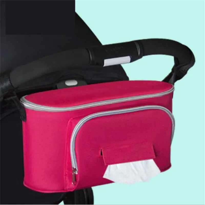 Multifunktionale Kinderwagen-Tasche mit Isolierfach und Feuchttuchspender