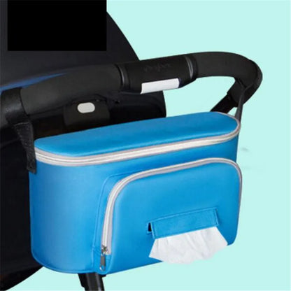 Multifunktionale Kinderwagen-Tasche mit Isolierfach und Feuchttuchspender