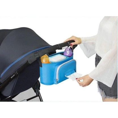 Multifunktionale Kinderwagen-Tasche mit Isolierfach und Feuchttuchspender