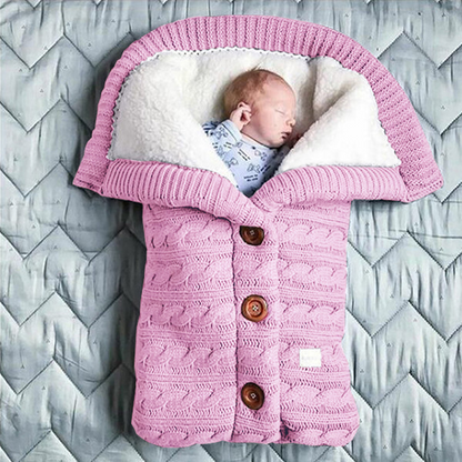 Baby Strick-Schlafsack mit Kapuze – Weicher, gefütterter Babyschlafsack