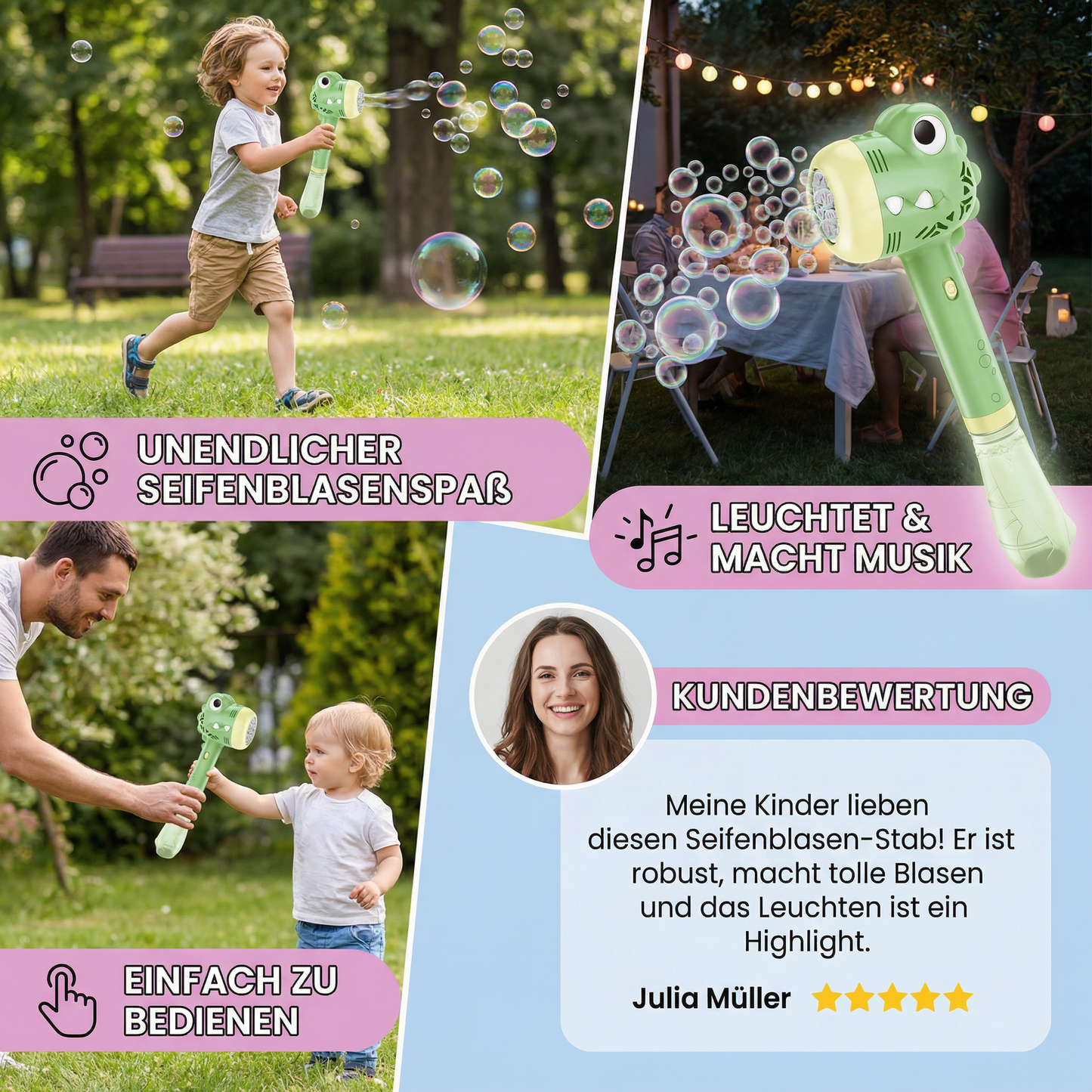 Leuchtender Seifenblasen-Stab für Kinder – Automatischer Bubble Maker