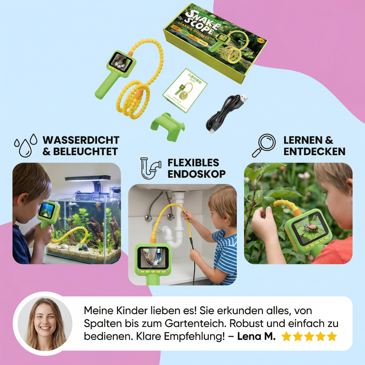 Kinder Entdecker Kamera – Unterwasser & Natur Exploration Spielzeug mit Licht & Display