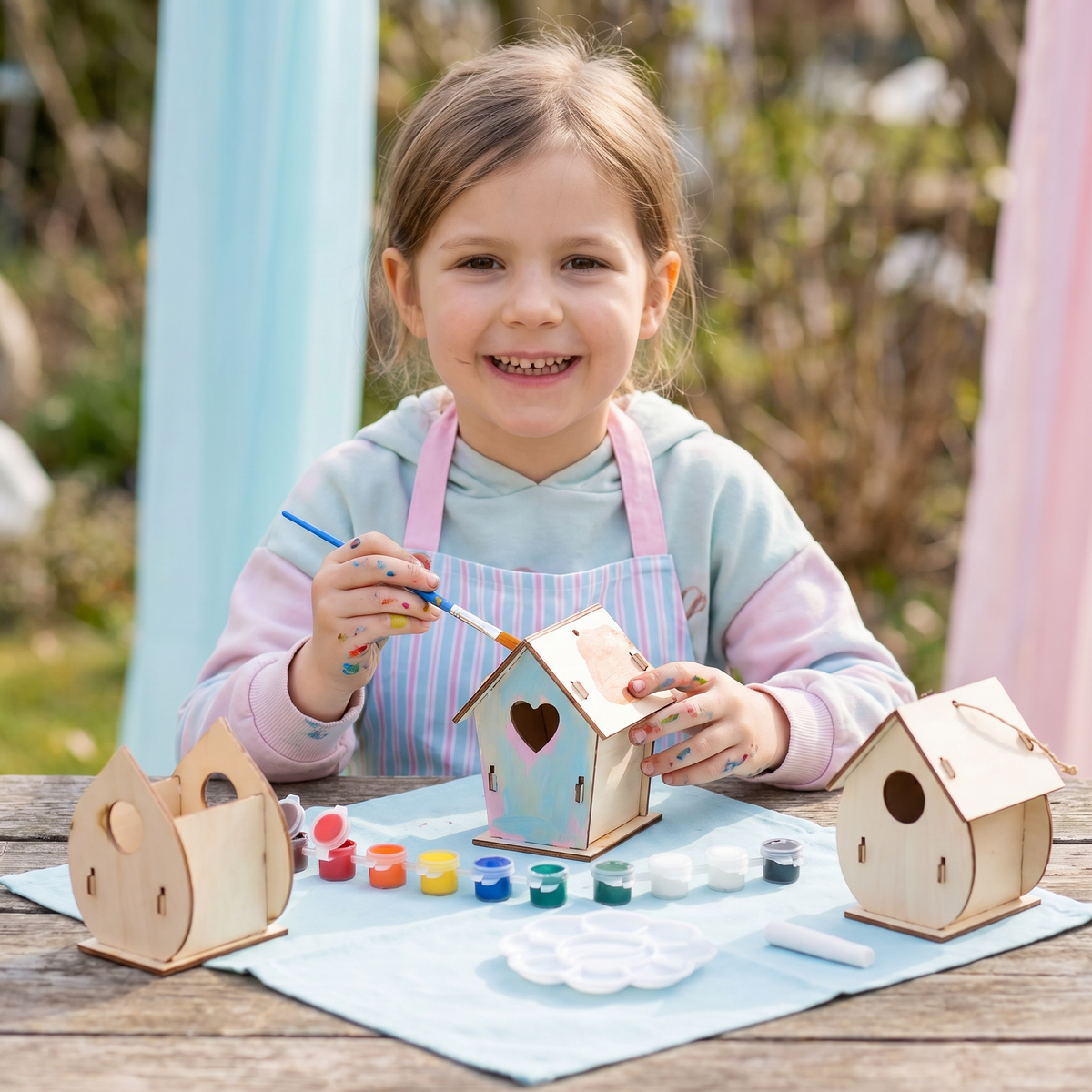 Buntes Vogelhaus Bastel- & Malset für Kinder