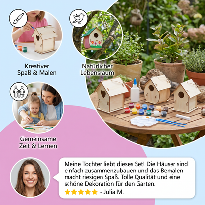 Buntes Vogelhaus Bastel- & Malset für Kinder