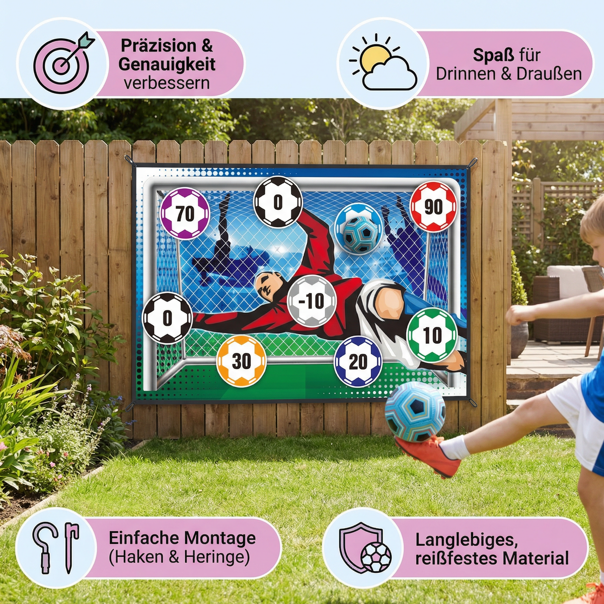 Klebende Fußball Zielschuss Wand  – Indoor & Outdoor Trainings- und Spielset