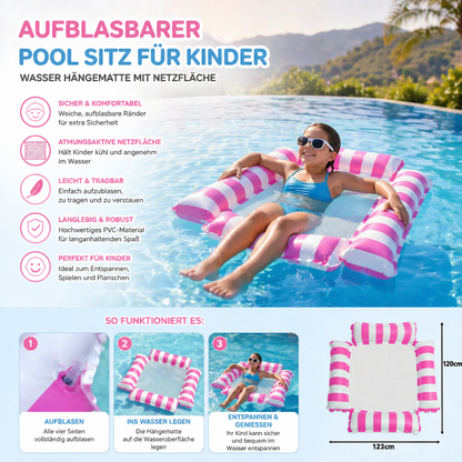 Aufblasbarer Pool Sitz für Kinder – Wasser Hängematte mit Netzfläche
