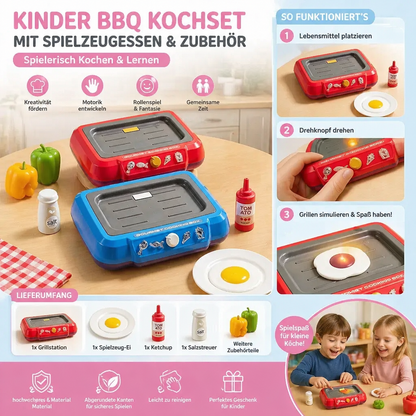 Kinder BBQ Kochset mit Spielzeugessen & Zubehör