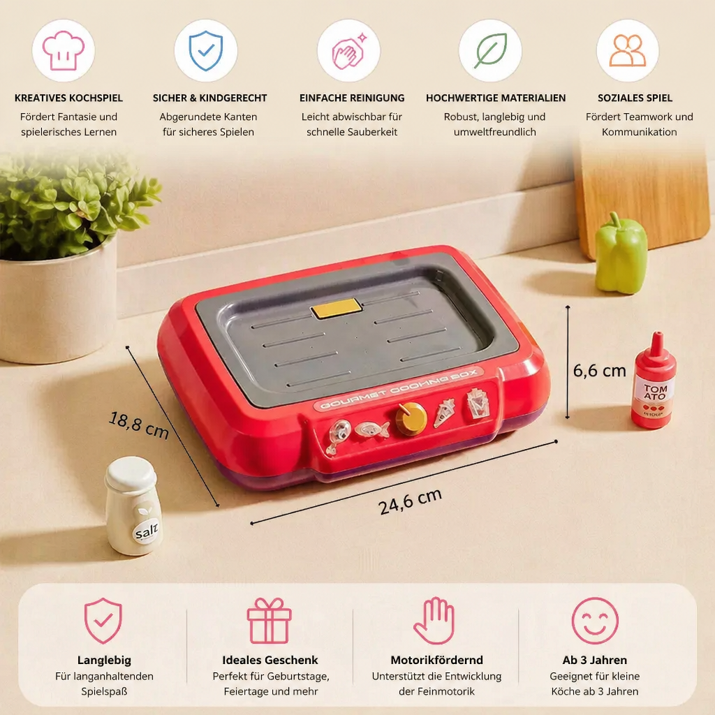 Kinder BBQ Kochset mit Spielzeugessen & Zubehör