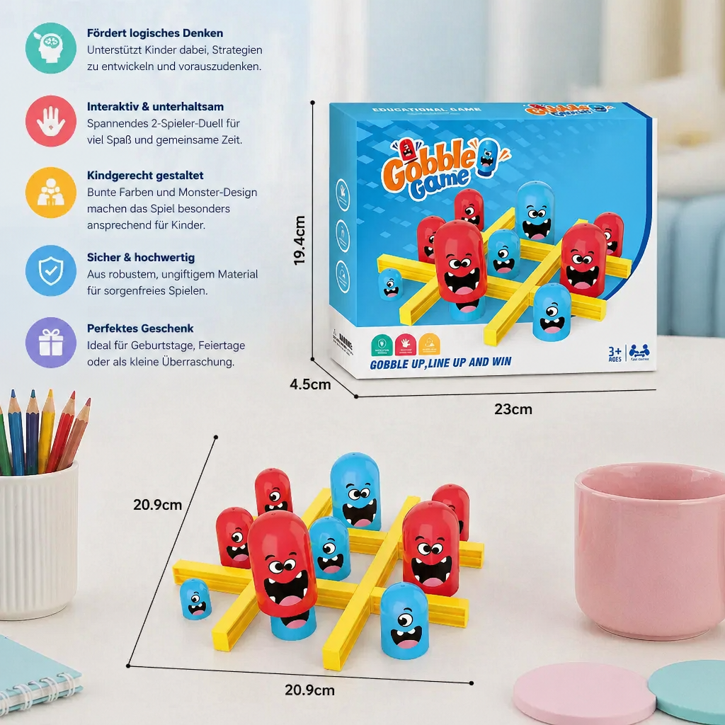 Monster Tic-Tac-Toe Brettspiel für Kinder – Lustiges 2-Spieler Strategiespiel