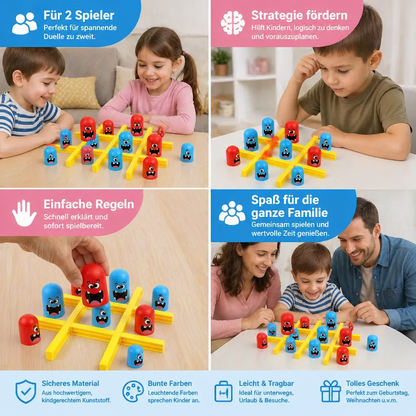 Monster Tic-Tac-Toe Brettspiel für Kinder – Lustiges 2-Spieler Strategiespiel