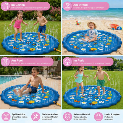 Aufblasbare Kinder-Wasserspielmatte mit Sprinkler – Outdoor Sprühspaß für Garten & Strand