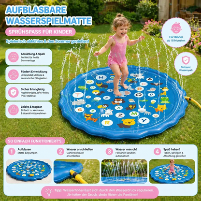 Aufblasbare Kinder-Wasserspielmatte mit Sprinkler – Outdoor Sprühspaß für Garten & Strand