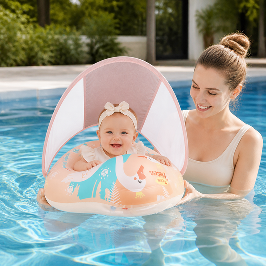 Schwan Baby-Schwimmring mit Sonnendach – Aufblasbarer Sitzring für sicheren Badespaß