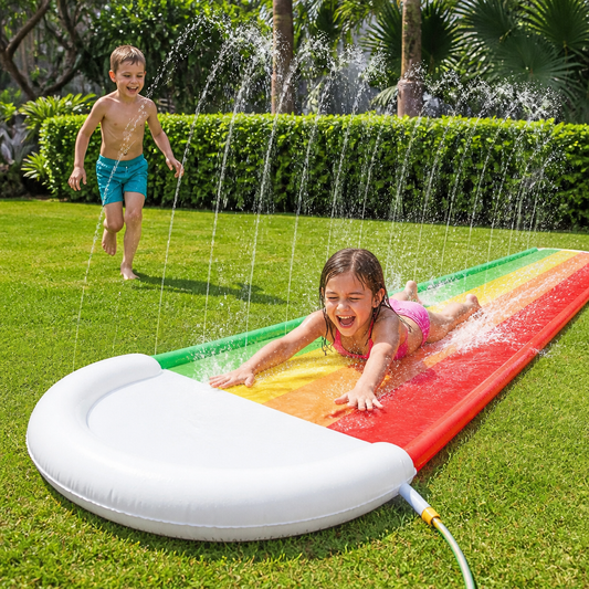 Regenbogen Wasserrutsche – Aufblasbare Outdoor Rutsche für Kinder & Familie