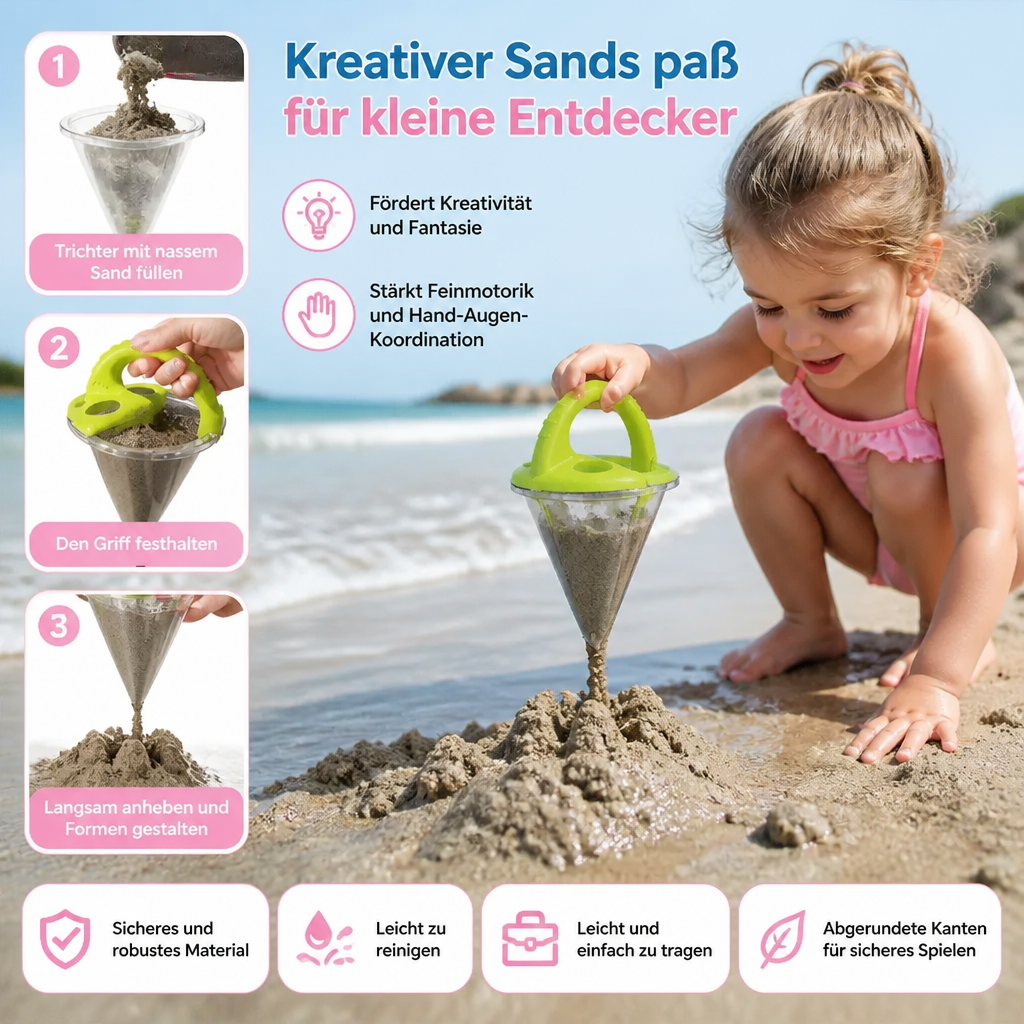 Kinder Strand Sand Trichter Spielzeug zum Zeichnen und Schütten