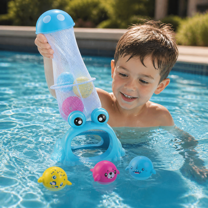 Frosch Tauch Pool Spielzeug mit Fangnetz und Meeresbällen