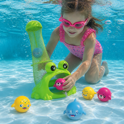Frosch Tauch Pool Spielzeug mit Fangnetz und Meeresbällen