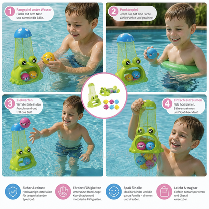 Frosch Tauch Pool Spielzeug mit Fangnetz und Meeresbällen
