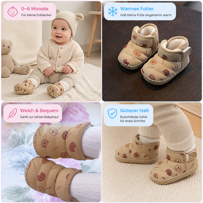 Winter Babyschuhe mit warmem Innenfutter und Bärenmotiv