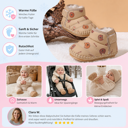 Winter Babyschuhe mit warmem Innenfutter und Bärenmotiv