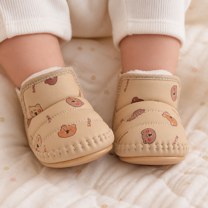 Winter Babyschuhe mit warmem Innenfutter und Bärenmotiv