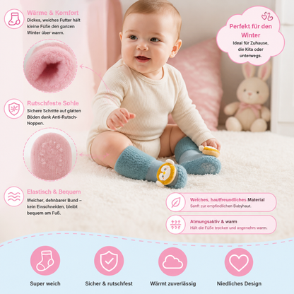 Gefütterte Anti Rutsch Babysocken für den Winter