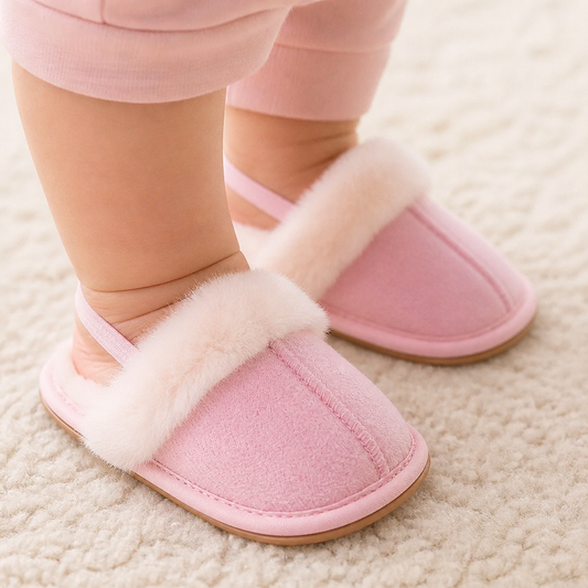 Flauschige Babyslipper mit rutschfester Sohle