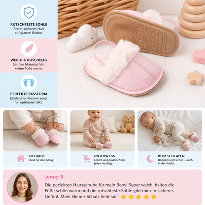 Flauschige Babyslipper mit rutschfester Sohle