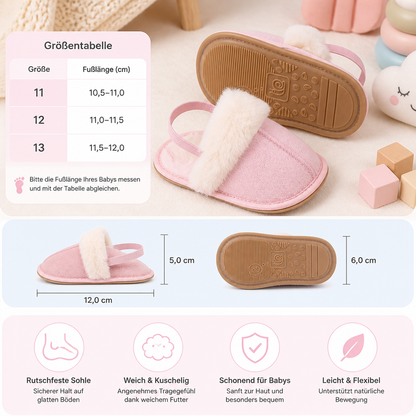 Flauschige Babyslipper mit rutschfester Sohle