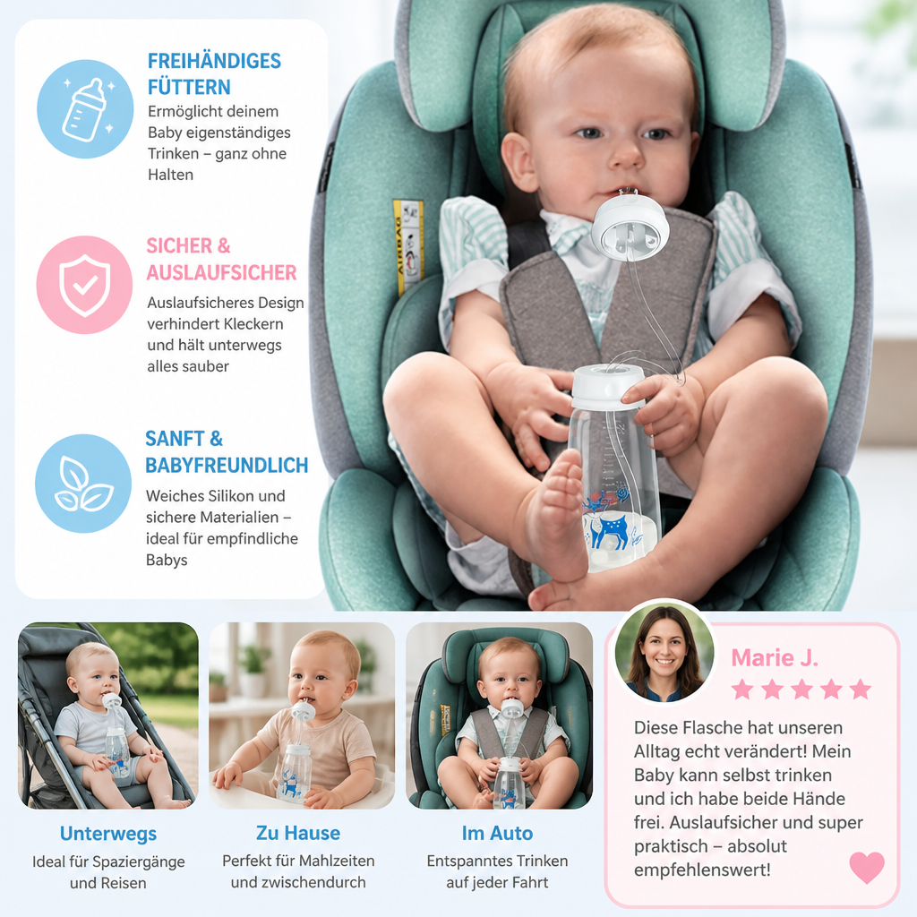 Freihändige Baby Trinkflasche zum Füttern