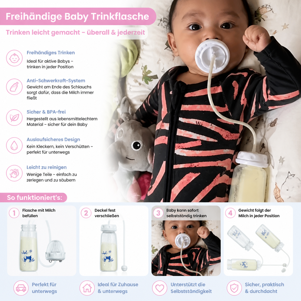 Freihändige Baby Trinkflasche zum Füttern