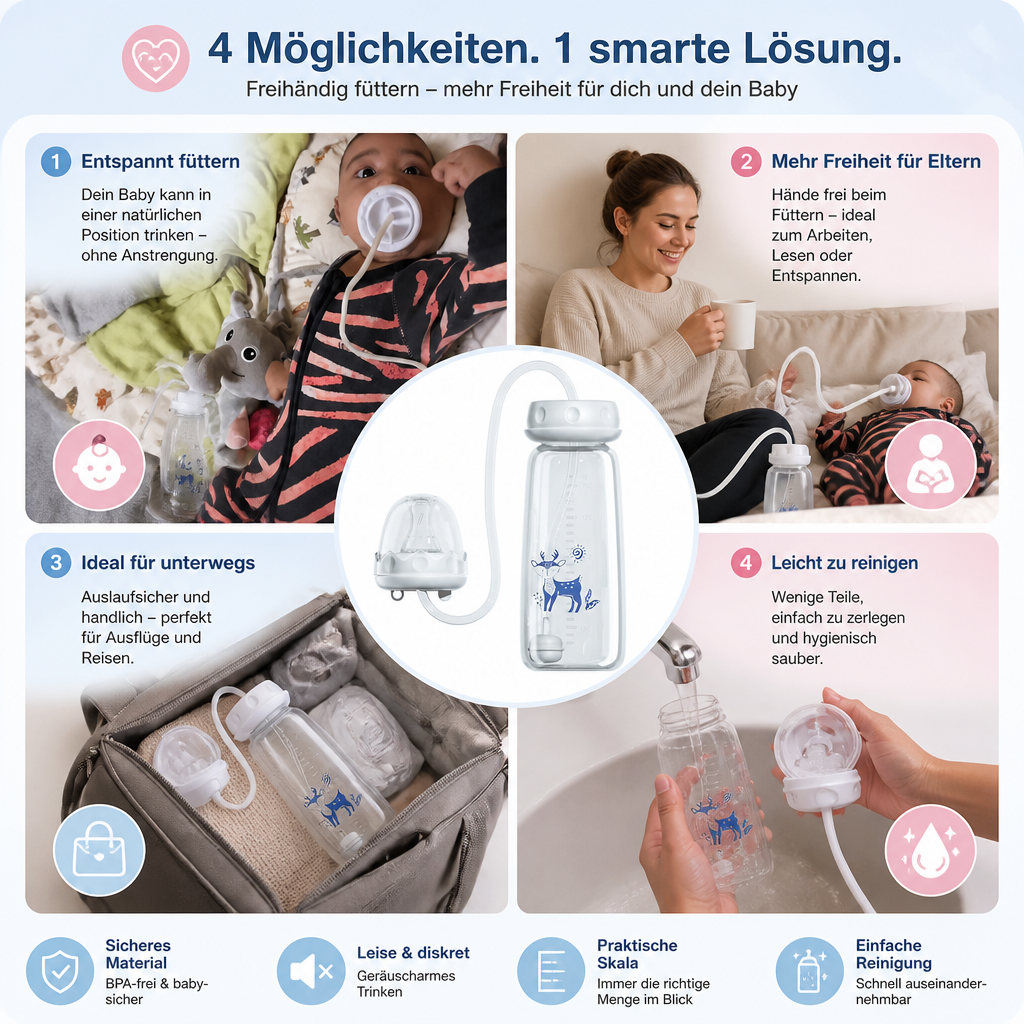 Freihändige Baby Trinkflasche zum Füttern
