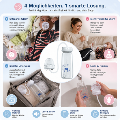 Freihändige Baby Trinkflasche zum Füttern