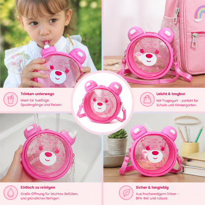 750MLCute Bär Kessel Stroh Wasser Tasse Sommer Tritan Stroh Flasche Kunststoff Stroh Trinkbecher Kawaii Kinder Wasser Tasse für die Schul